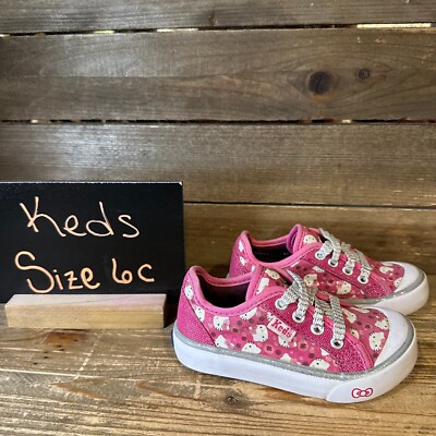 Kids Childrens Keds Hello Kitty Mimmy Pink Low Canvas Shoes Sneakers Size  C