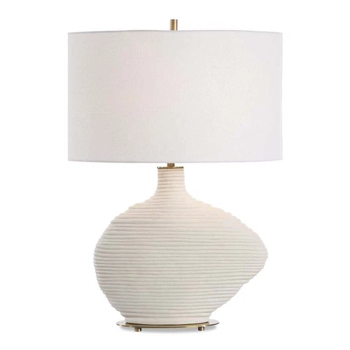 DUOSTACKED MODERN 24" TABLE LAMP WHITE CERAMIC UTTERMOST 30473 - Picture 1 of 7