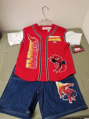 new marvel kids 2 pc. outfit. marvel team up. spiderman and the human torch.