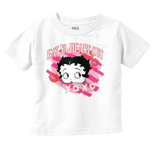 Betty Boop Retro Cartoon Eat Ya Heart Out Toddler Girl Youth T Shirt For Kids