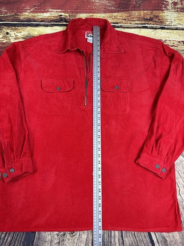 Vintage 90s Marlboro Unlimited Corduroy Shirt Jacket Pullover Red Adult Mens XL - Picture 6 of 7
