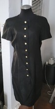 Vintage VALENTINO Missy V Flax Linen Dress Black and White Made in Italy SZ 12