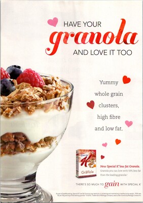 PRINT AD 2012 Kelloggs Special K Low Fat Granola Cereal Canada 7.5 x 11