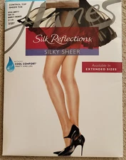 Hanes Silk Reflections Contrl Top Barely There Q00717 Pantyhose Size CD (sealed)