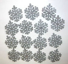 NEW NWT Christmas Ornament Snowflake 15 Silver Glitter Set