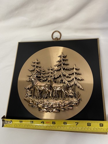 Wooden Deer Plaque Copper Tone 3D Wall Hanging Vtg Windsor Canada - Picture 10 of 12