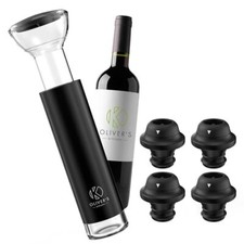 Oliver's Kitchen® Premium Wine Saver - Pompa sottovuoto con 4x tappi per vino