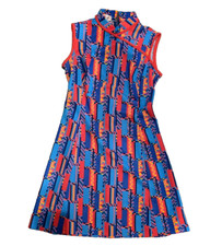 Vintage Kay Windsor Dress Womens M L Red Blue Mod Sleeveless Shift 60s GoGo 10