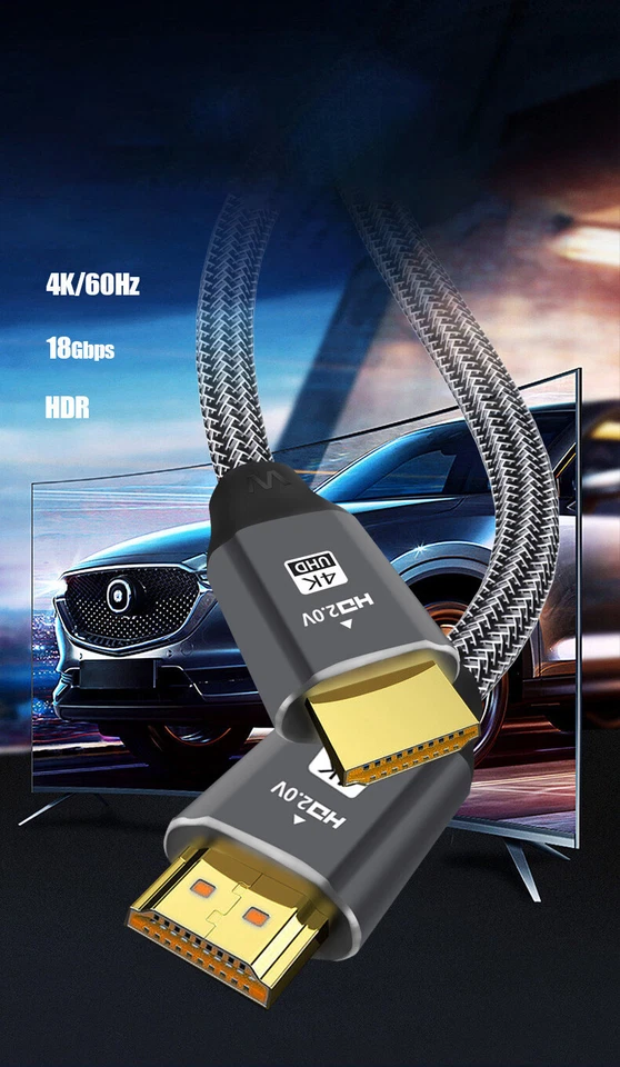 PREMIUM 4K HDMI CABLE FULL HD 2.0 HIGH SPEED GOLD PLATED LEAD 1080P 3D 2D HDTV - Image 3 of 4