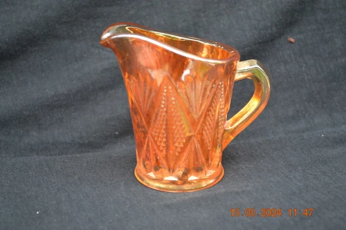 Sowerby European carnival glass Split Diamond creamer----marigold