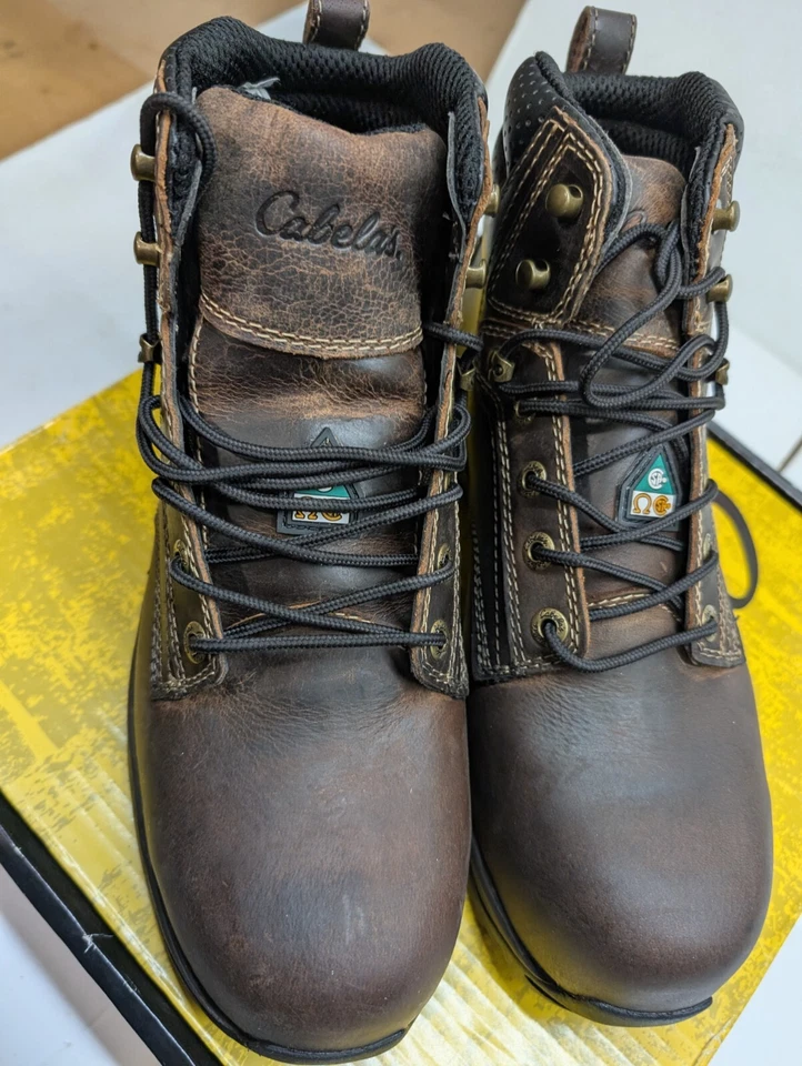 Cabela's Cuello Áspero NMT Ledger Botas de Trabajo 6" Para Hombre 10.5W Marrón Impermeables Foto 2 de 4