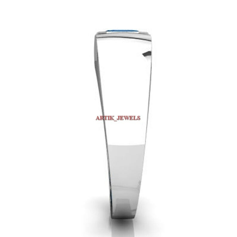 Natural Blue Topaz Gemstone with 925 Sterling Silver Ring for Men's AJ388