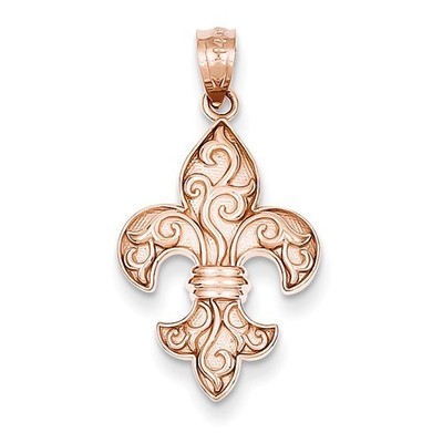 SMALL 14K ROSE GOLD  FLEUR DE LIS PENDANT CHARM