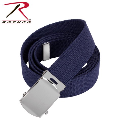 NAVY BELT WITH CHROME BUCKLE 100% Cotton Military Web Belts Rothco 4294 - Picture 7 of 7