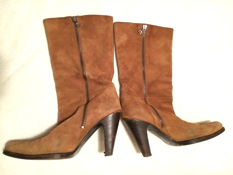 Botas de tacón alto PRADA gamuza cuero talla 8 Foto 2 de 4