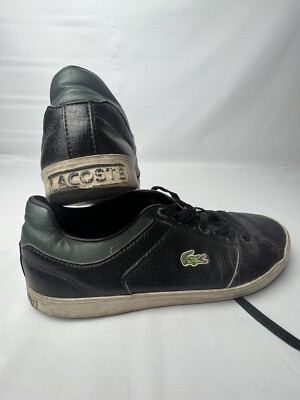 Mens Lacoste Sport Black Carnaby Evo Leather Crocodile Logo Shoes Sneakers 9