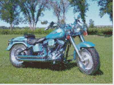 Cross Stitch Pattern by Florashell - Harley Davidson Fat Boy Motorbike