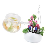 Dollhouse Miniature Garden Pink Rose Flowers & Gold Fish Bowl Tank Pet Decor Dollhouse Miniature Garden Pink Rose Flowers & Gold Fish Bowl Tank Pet Decor