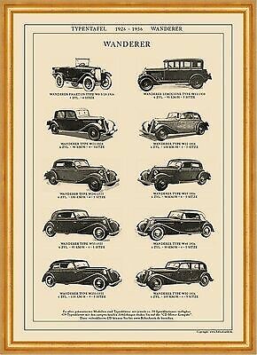 PHAETON LIMOUSINE W250 W50 W11 SECHSZYLINDER A2 Typentafel 1926 - 1936 WANDERER - Bild 1 von 1