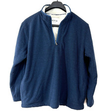 Orvis Sherpa Fleece Lined Sweater Mens XL Blue 1/4 Zip Pullover Outwear Commute