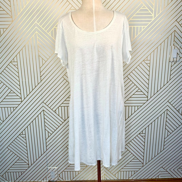 white linen t shirt dress