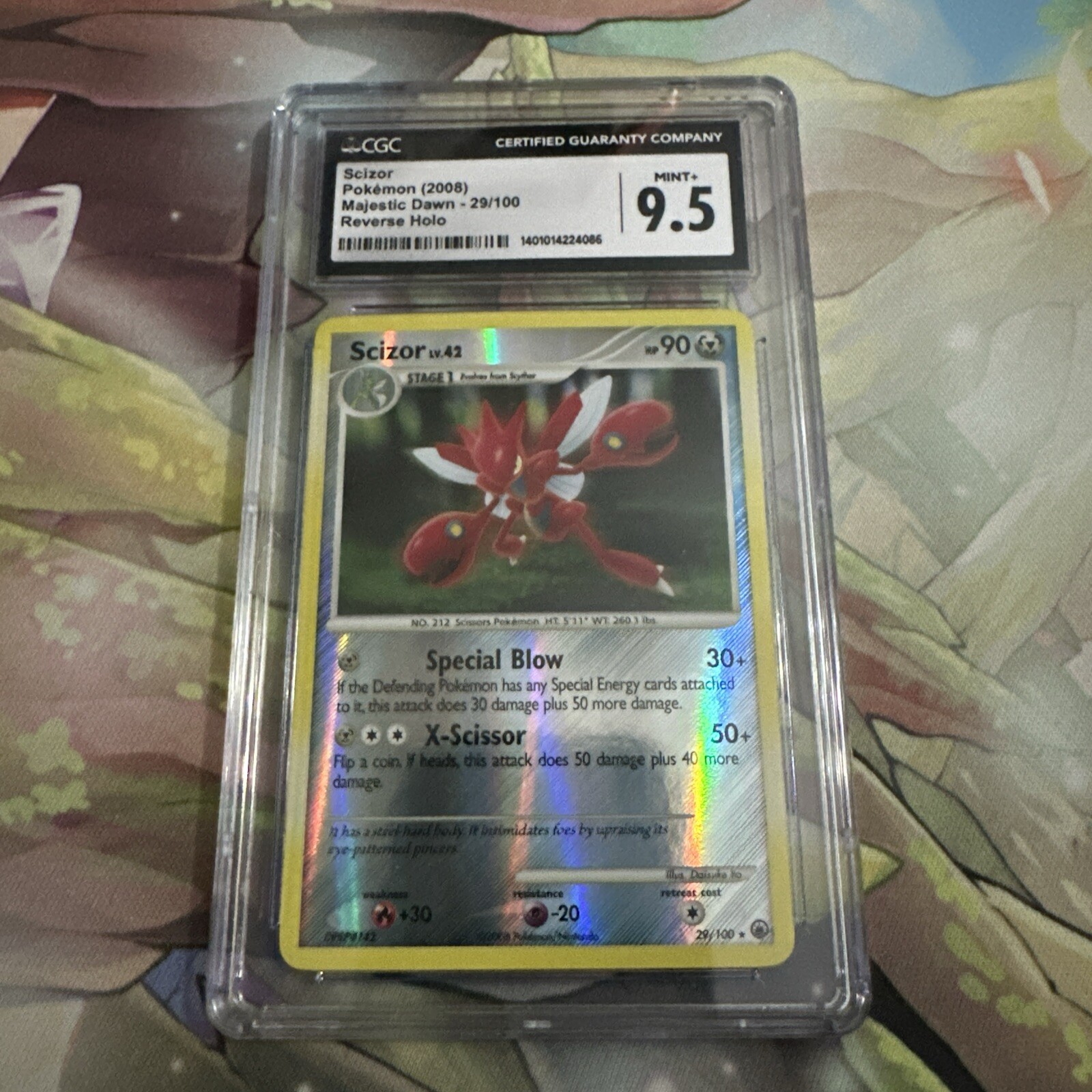 2008 Pokemon Scizor Reverse Holo Majestic Dawn 29/100 - CGC 9 MINT