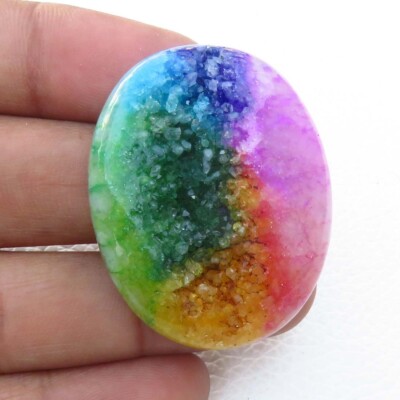 Solar Multi Quartz Oval Gems Natural Druzy Solar Quartz Cabochon 38x30 mm SR-335