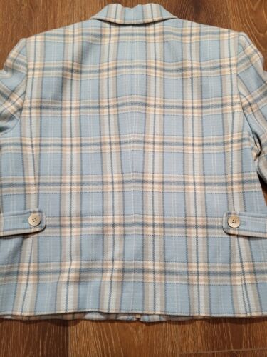 New Pendleton Vintage Blue Plaid Blazer Jacket 100% Wool Women’s Size 12 USA - Picture 11 of 16
