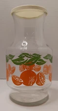 Vintage Anchor Hocking Glass Retro Orange Juice Carafe w/Plastic Lid