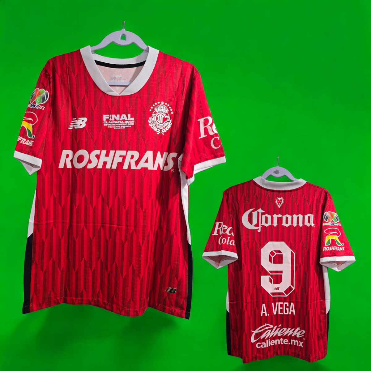 Toluca FC Home 24/25 Football Soccer Red VEGA XL (Run Small)