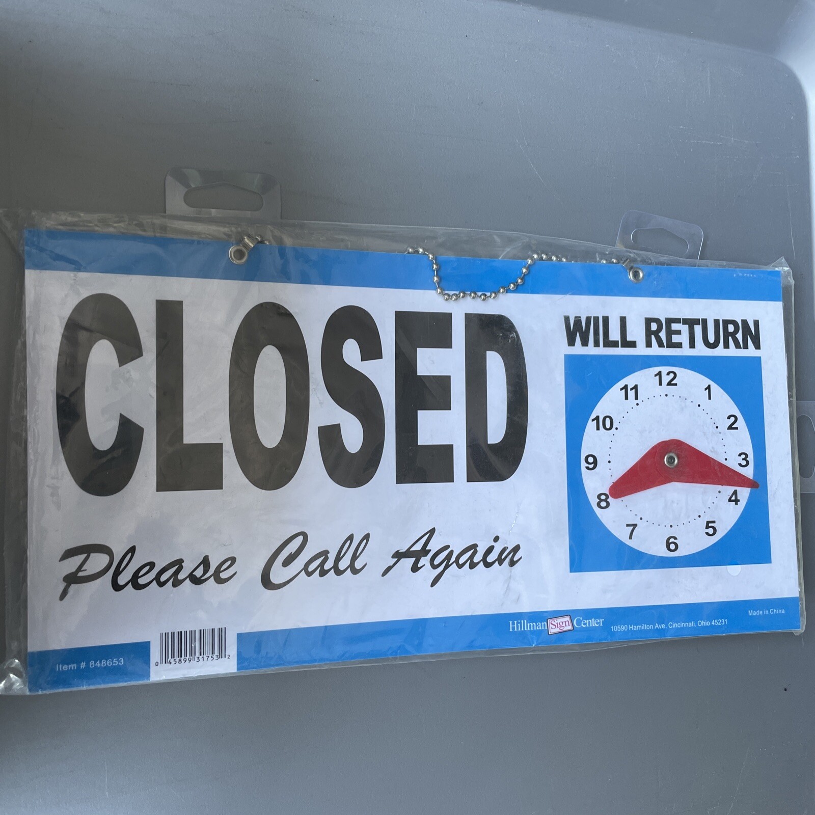 2 sided OPEN & CLOSED Hanging Door Window SIGN w Adjustable CLOCK ...