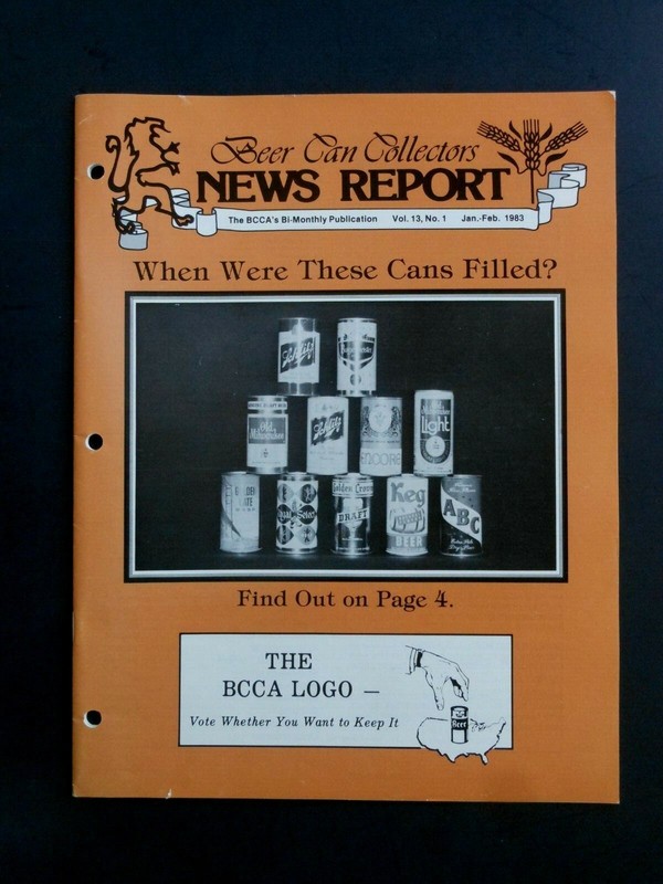 VINTAGE BEER CAN COLLECTORS OF AMERICA NEWS REPORT VOL. 13, #1  JAN.-FEB. 1983 
