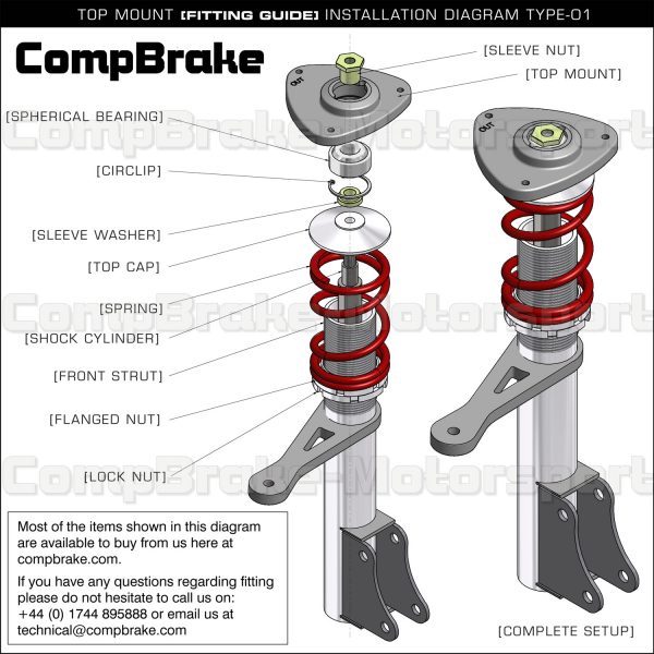 Compbrake soportes superiores para Honda Civic ajustable Front