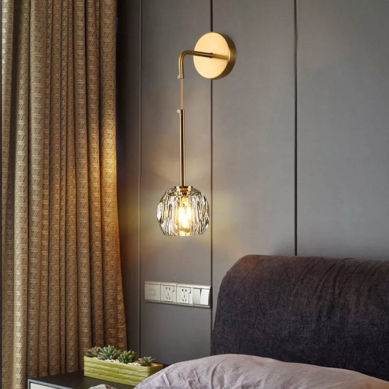 Gold Bedroom Wall Lighting Bar Wall Light Crystal Wall Lamp Porch