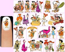 60x THE FLINTSTONES Nail Art Decals + Free Gems Pebbles Bam Fred Wilma Barney
