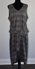 H by Halston Women XL Sleeveless Front Tie V Neck Career Casual Midi Dress