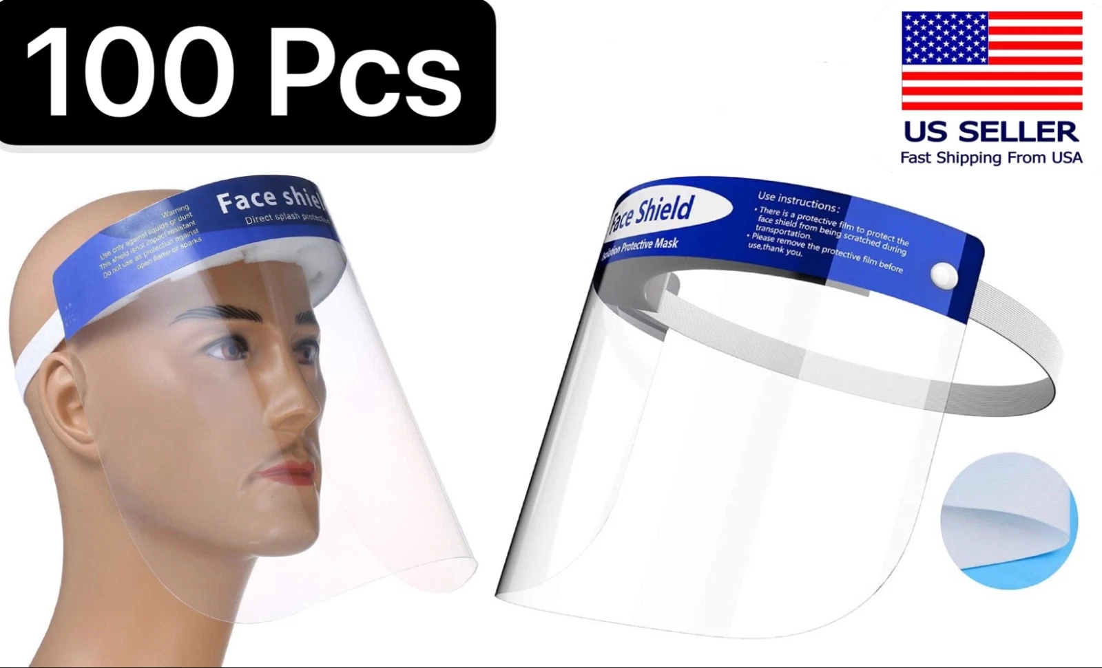 100 PCS Safety Full Face Shield Reusable Washable Protection Cover Face Mask LOT
Opens in a new wind
