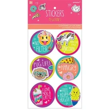 Selfie Celebration Rainbow Unicorn Hashtag Kids Birthday Party Favor Stickers