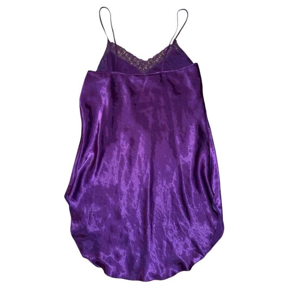 UNDERCOVER Camicia da notte donna Victoria Secret vintage viola scuro raso pizzo taglia large