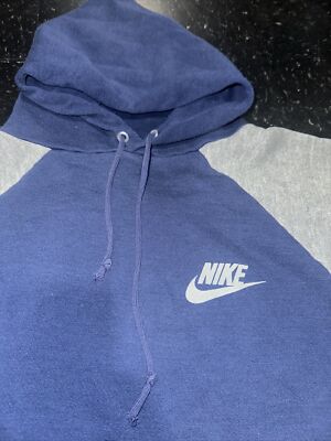 Vintage 70's Nike XL Hoodie Gray Blue w Orange Tag Swoosh Very