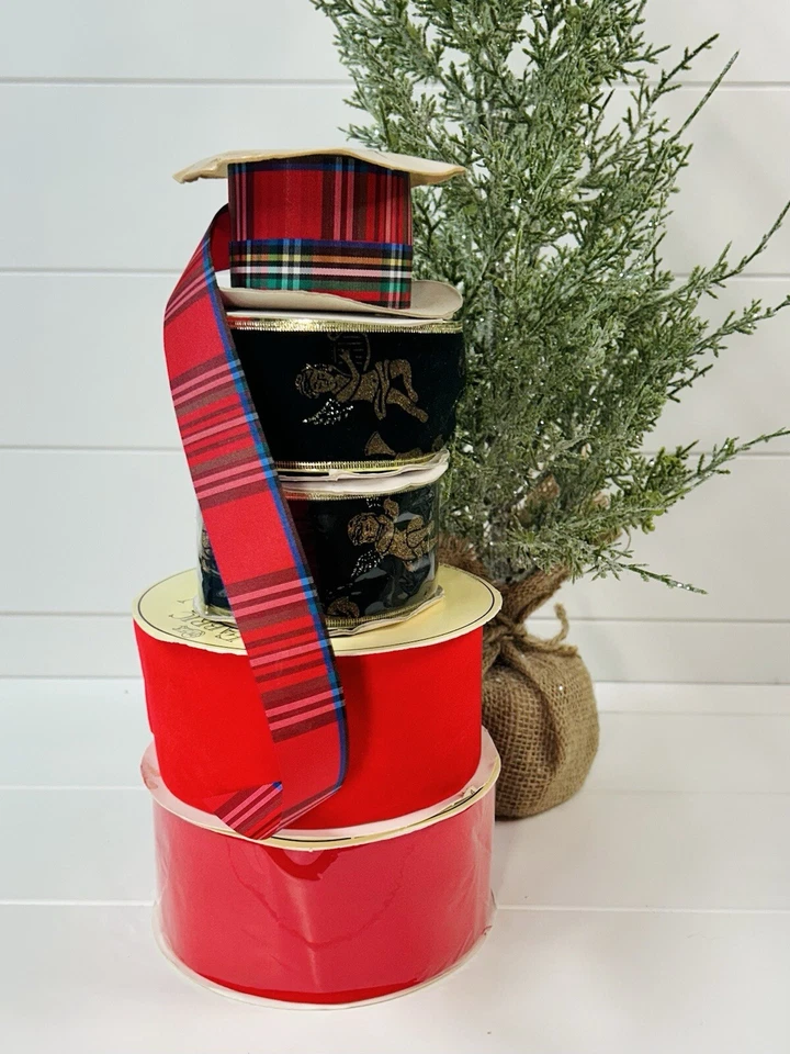 Paquete de 5 carretes completos y parciales de tartán a cuadros de colección de los años 80-90 Foto 4 de 4