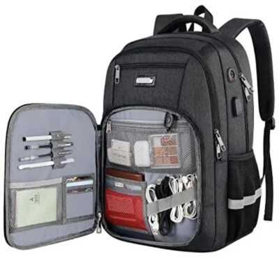 Falanko Large Backpack w/ Laptop Sleeve, RFID Blocking, Front Organizer Pocket,