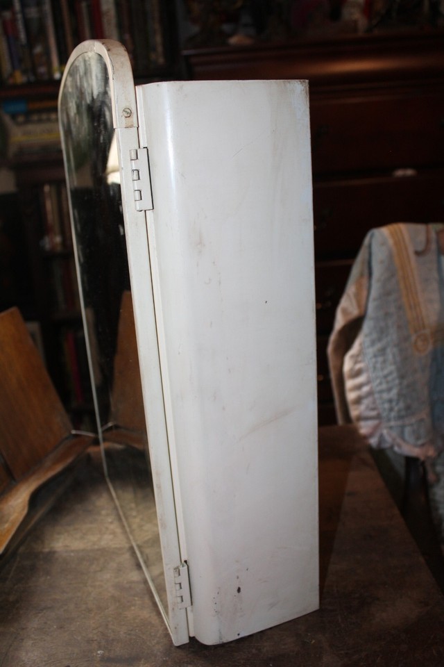 Vintage Art Deco Style Metal Medicine Arch Top Mirror Wall