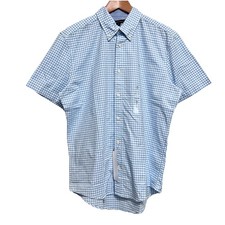Tommy Hilfiger Mens Size M Blue Gingham Check Short Sleeve Button Down Shirt NWT