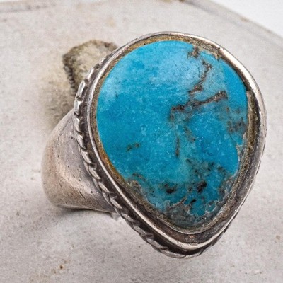 Designer signierter BARSE Sterlingsilber & Türkis Ethno Stil Ring Größe 6,75