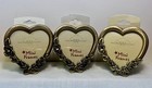 (3) Vintage Mini Brass Toned Metal Picture Frames Heart Rose Desk Top NOS