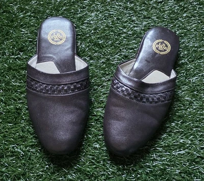 L.B. Evans Aristocrat Scuff Slippers Mens Brown Leather Comfort - 9 EEE WIDE - Image 1 of 4