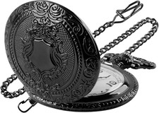 Shield Men's Pocket Watch, Arabic Numeral Digital Scale Men's Quartz Pocket Watc