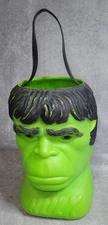 Incredible Hulk Marvel Halloween 10” Trick Or Treat Candy Bucket Blow Mold 1979
