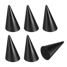 Wood Cone Ring Holder, 6 Pcs Finger Jewelry Display Stand, Black 30x49mm 